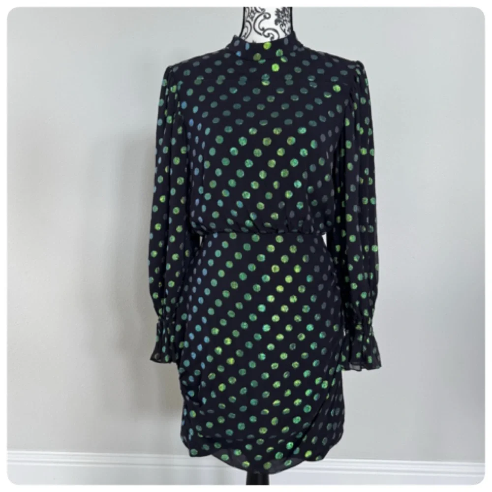 SALONI RINA SILK POLKA DOT MINI DRESS SIZE 8 US - Picture 14 of 16
